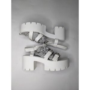 READYSALTED Chunky White Platform Sandals with Buckles size Womens US 10 NEW